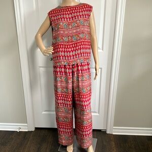 Blacky Dress | Red Patterned Sleeveless Jumpsuit